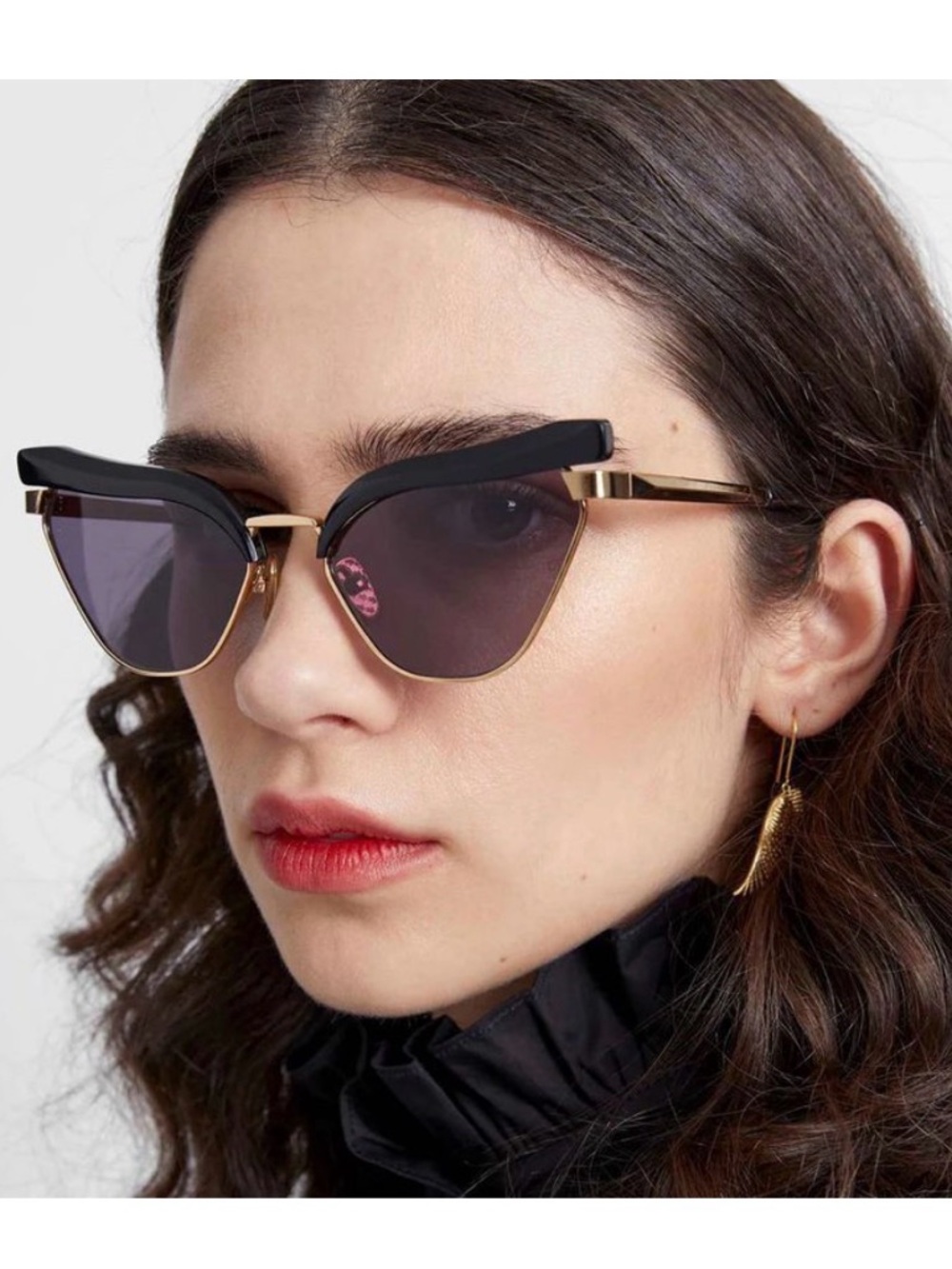 NWT Karen Walker Fantasia in Black & Smoke Mono Cat Eye Sunglasses
